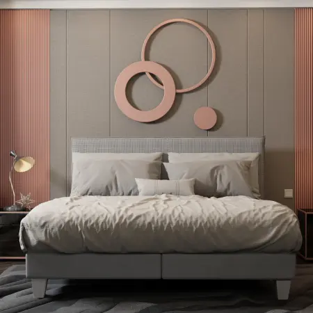 Einzelne Designelemente wie ausgestellte Massivholzbeine und ein extra hohes Kopfteil mit Stehsaum verleihen dem Bett "Marum" seinen unverwechselbaren Charakter. Neben seiner optischen Präsenz überzeugt das Bettgestell ebenso durch hervorragenden Liegekomfort. Das innenliegende Livorno-Boxspringsystem lässt sich individuell anpassen und macht dieses Bett zur idealen Schlafstätte für Personen bis zu einem Körpergewicht von 150 kg.